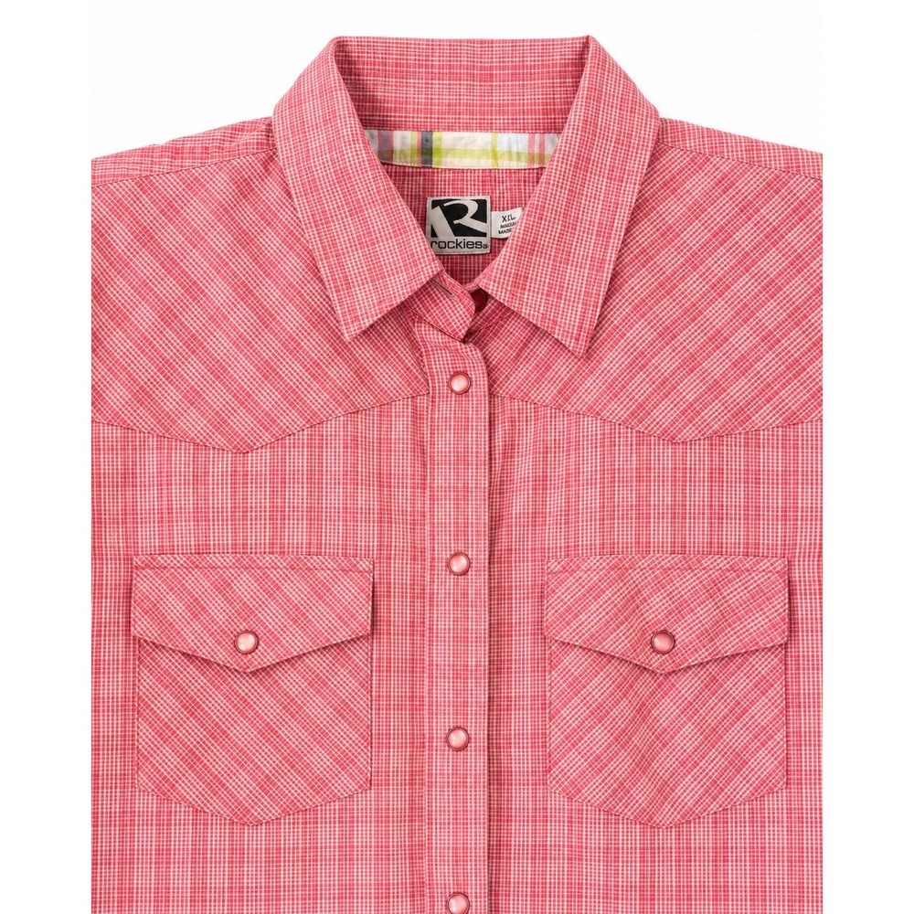 Rockies Western Shirt Women XXL Pink Good Gingham Snap Front Plaid RT31341031 - Picture 8 of 14